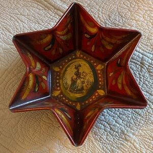 Peter Ompir | Folk Art Painted Star shaped dish signed
